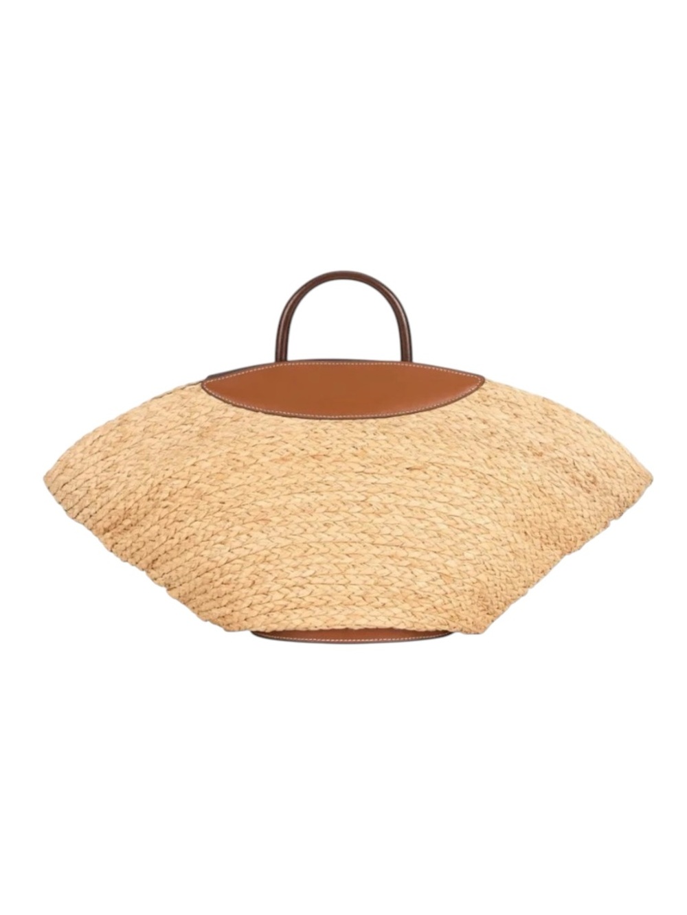 NWT Cult Gaia Wanda Tote Natural Straw Brown Leather Long Strap Beach Elegant - Picture 7 of 15